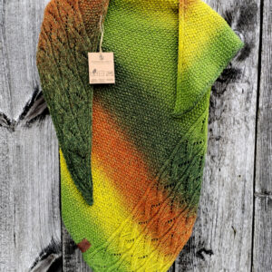 Chusta Wiosenna Energia – wełna + merino, asymetryczna, handmade